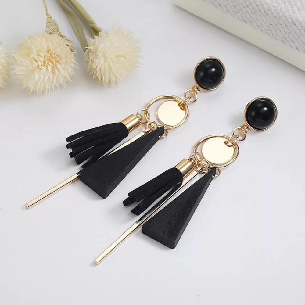 Black Gold Dangle Earrings